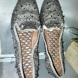 Sam Edelman women's gray silver spikey flat loafer shoes size 8